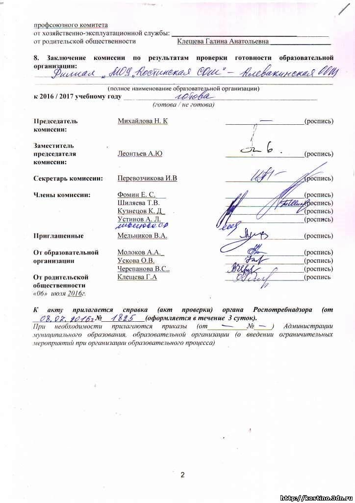 Документы для приёмки школы к новому учебному году Документы для приёмки школы к новому учебному году